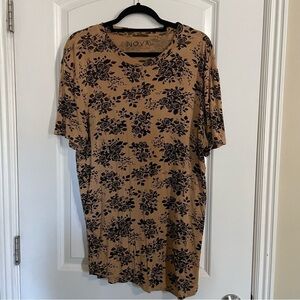 Nova Industries Tan and Black Floral Short Sleeve T-Shirt